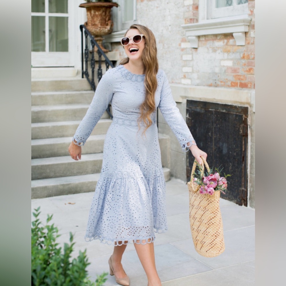 Dainty Jewells Elegant Light Blue Lace Dress